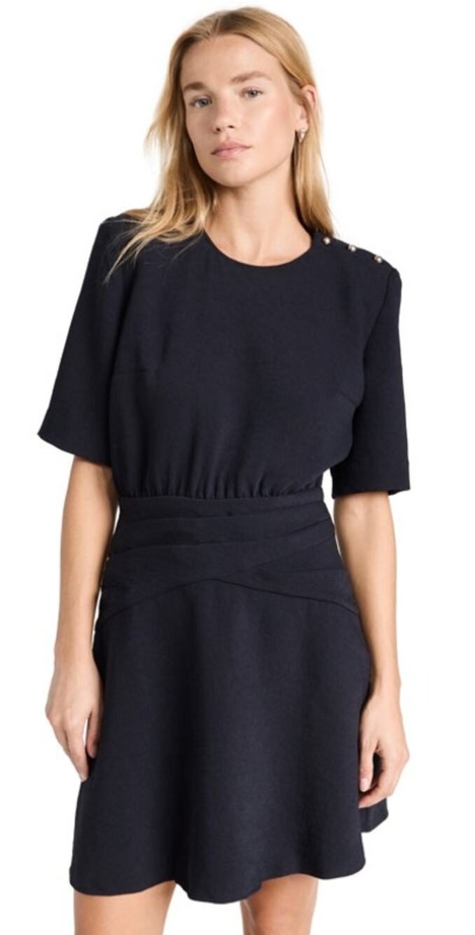 Ba&sh Oleane Short Sleeve Black A-Line Pleated Mini Dress Size 4